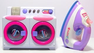 Twin Tub Toy Washing Machine with Iron Laundry Playset Unboxing and Review [upl. by Clarice669]