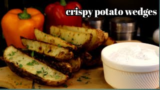 Crispy potato wedges easy tasty snack recipeoven baked potato wedges [upl. by Mosby659]