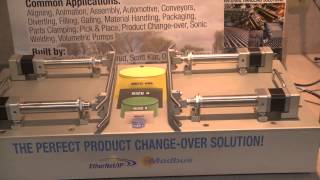 Product changeover demo using ERD low cost electric actuators and ACS stepper drive [upl. by Nevsa]