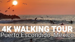 4K Walking Tour  Playa Zicatela Puerto Escondido Mexico  Relaxing Ocean Sounds [upl. by Orland136]