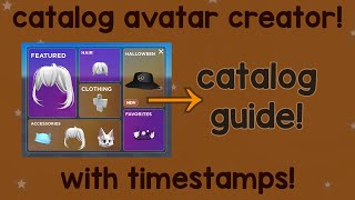 How to use Catalog Avatar Creator With Timestamps October 2023 [upl. by Colpin]