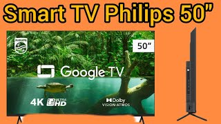 Smart TV Philips 50quot 4K 50PUG740878 Google TV Comando de Voz Dolby VisionAtmos VRRALLM [upl. by Nnahgiel621]