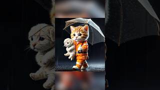 Kitten saves a puppys life cat catlovers kitten cute catshorts cattales catstoys ai [upl. by Inalaehon]