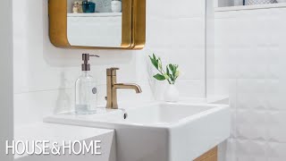 Room Tour Tiny Basement Bathroom Makeover [upl. by Aenad423]