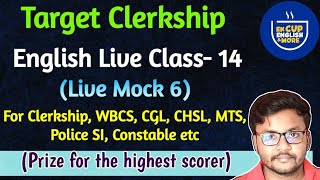 Clerkship Live Mock 6  Clerkship English Practice Class  English Live Class 14  PSC Clerkship [upl. by Reace]