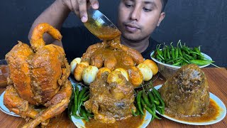 EATING WHOLE CHICKEN CURRY MUTTON CURRY CHICKEN LEG PIECE CURRY EGGS amp CHILLIS  ASMR MUKBANG [upl. by Pease]