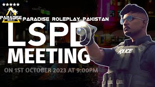 LSPD MEETING TODAY  GTA 5 Paradise Roleplay  Mohsin Playz is Live paradiserp ggden mohsinplayz [upl. by Teraj]