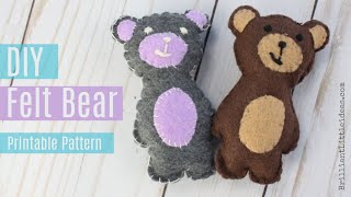 DIY Felt Bear Pattern for Kids [upl. by Namruht]