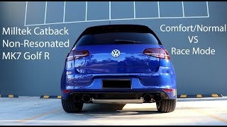 Milltek Catback Non Resonated VW Golf MK7 R Revving in ComfortNormal VS Race Mode [upl. by Nikola]