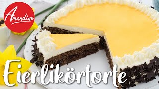 Eierlikörtorte mit saftigem Nussboden Rezept  ohne Mehl  mit Eierlikör backen [upl. by Nairrad]