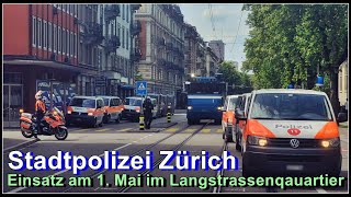 1Mai Demo Zürich  Stadtpolizei Zürich kesselt Demonstranten an der Langstrasse ein [upl. by Healey]