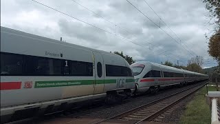 Bahnübergang in Ludwigsau Friedlos Züge am Donnerstag 3102024 ICET Doppeltraktion Güterzüge [upl. by Eislel]