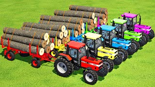 LOAD WOOD amp TRANSPORT WITH CASE TRACTORS amp JCB WHEEL LOADERS  Farming Simulator 22 [upl. by Einaffyt]