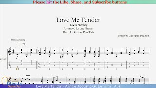 Love Me Tender  Arr for Acoustic Guitar with TABs [upl. by Eceinahs]