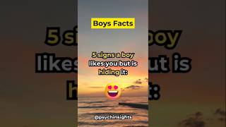 5 Signs a Boy Likes You But Is Hiding It 🤫  Crush Clues short boyfacts E [upl. by Larrad]