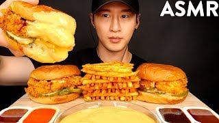 ASMR CHEESY POPEYES CHICKEN SANDWICHES amp FRIES MUKBANG No Talking EATING SOUNDS  Zach Choi ASMR [upl. by Kaycee]