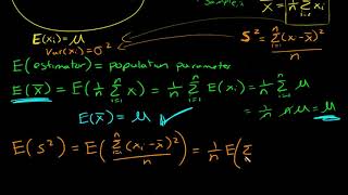 What is an unbiased estimator Proof sample mean is unbiased and why we divide by n1 for sample var [upl. by Otrebor]