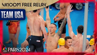 Caeleb Dressel 4x100m free relay win Team USAs FIRST Paris gold  Paris Olympics  NBC Sports [upl. by Herrmann]