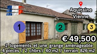 ENG SUB Aquitaine Vienne  € 49500  Maison 4 pieces 2 Chambres 74 m2 2 logements 1 grange [upl. by Cower]