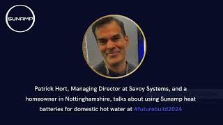 Using Sunamp heat battery for domestic hot water hot water cylinder replacement Futurebuild 2024 [upl. by Adnopoz]