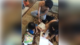 Shahrukh Khan kids AbRam Aryan and Suhana busy in painting Must Watch  Filmibeat [upl. by Standush]