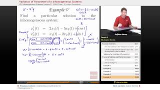 Differential Equations  Variation of Parameters for Inhomogeneous Systems [upl. by Ertnod813]