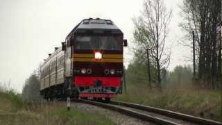 Тепловоз ТЭП700204 близ ст Гулбене  TEP700204 with special train near Gulbene [upl. by Pavel]