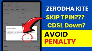 Sell Shares in Zerodha Without CDSL TPIN Skip TPIN in Zerodha  Important Rules Hindi [upl. by Isyad]