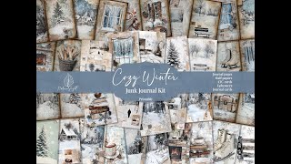 Cozy Winter Junk Journal Kit  Printable Ephemera Digital Papers Scrapbooking Ideas [upl. by Etnasa]