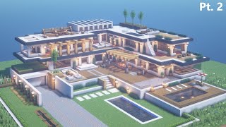 Minecraft Modern Mega Mansion Tutorial Pt 2  Architecture Build 11 [upl. by Malchy]