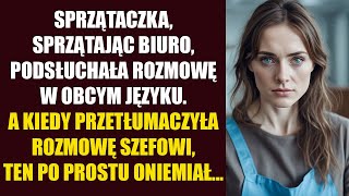 Sprzątaczka sprzątając biuro podsłuchała rozmowę w obcym języku Kiedy przetłumaczyła rozmowę [upl. by Jose]