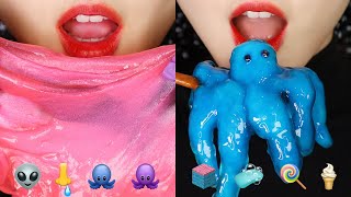 I ATE ALIENS 👽 GALAXY FOOD ASMR TAPIOCA PEARL ASMR EMOJI FOOD ASMR 🛸 [upl. by Laersi]