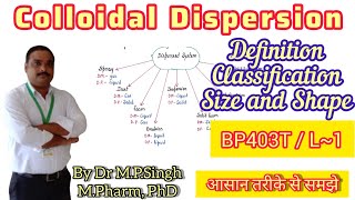 Colloidal Dispersion  Definition  Classification  Physical PharmaceuticsII  BP403T  L1 [upl. by Eimarrej363]