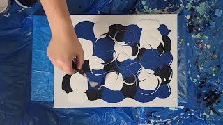 Swipe across Wrecked Puddles blue black white  Acrylic Paint Pouring [upl. by Stokes]