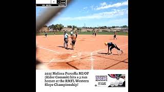 2025 Melissa Purcella MIOF Rider Commit hits a 3 run homer at the RMFL Western Slope Championshi… [upl. by Adliw]