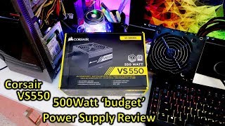 Corsair VS550 550Watt power supply review how many connectors cables and testing new model [upl. by Aneerak123]