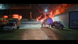 Ukrainian Drones Hit Lukoil Depot in Krasnodar  Fuel Trucks Targetted [upl. by Carolina849]