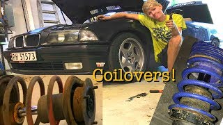 Installing Front Coilovers DIY E36 [upl. by Ahsilek]