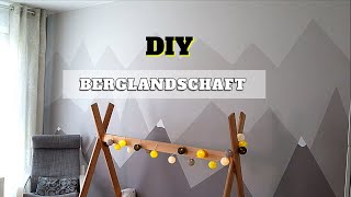 BERGLANDSCHAFT KINDERZIMMER  Einfache Wandgestaltung im Kinderzimmer  Mountain Mural DIY [upl. by Yennaiv]