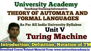 TAFL55Theory of AutomataTuring MachineIntroduction to TMChurchTuring ThesisModel of TM [upl. by Lennard]