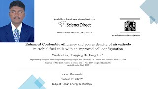 Enhanced Coulombic efficiency and power density of aircathode MFCs with improved cell configuration [upl. by Ahsatniuq601]