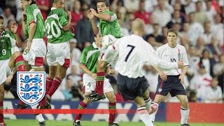 David Beckhams free kick v Mexico 2001  From The Archive [upl. by Enomyar]