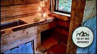 Building a SIMPLE Off Grid Bathroom  Ep 2  Live Edge Counter Sink Bucket Toilet a Flying Fox [upl. by Constantina]