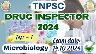 Drug Inspector  DI 2024  Test  1  TNPSC  UPSC  MICROBIOLOGY  PHARMACY  CHEMISTRY  MRB [upl. by Launam200]