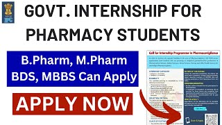 Govt Internship opportunity for Pharmacy Students  Internship in Pharmacovigilance at IPC [upl. by Dowd]