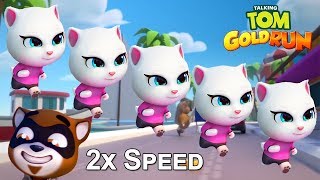 Talking Tom Gold Run Android Gameplay  Talking Angela 2X Speed Run Faster 2017 [upl. by Mirielle]