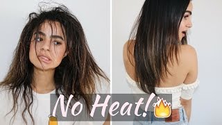 Straight Hair W NO HEAT Tubi Tutorial [upl. by Yelyr]