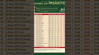 İSTANBUL RAMAZAN İMSAKİYESİ 2023 imsakiye [upl. by Wenonah]