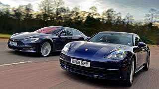 Porsche Panamera 4S vs Tesla Model S [upl. by Schaper]