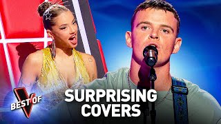 The most SURPRISING COVERS in the Blind Auditions of The Voice [upl. by Arde646]